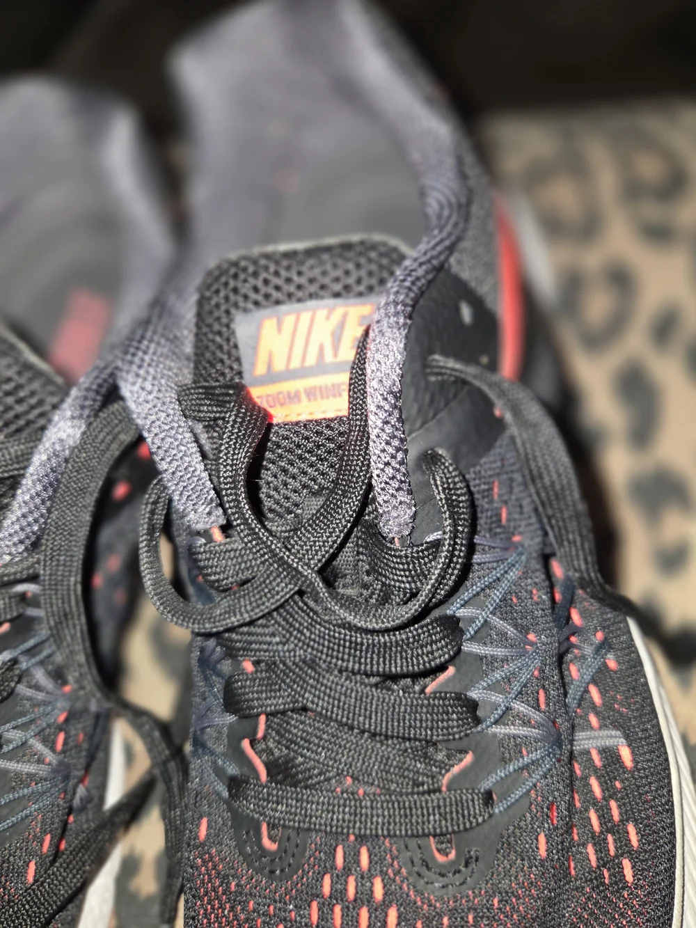 Nike Women's Black Sneakers with Coral Swoosh